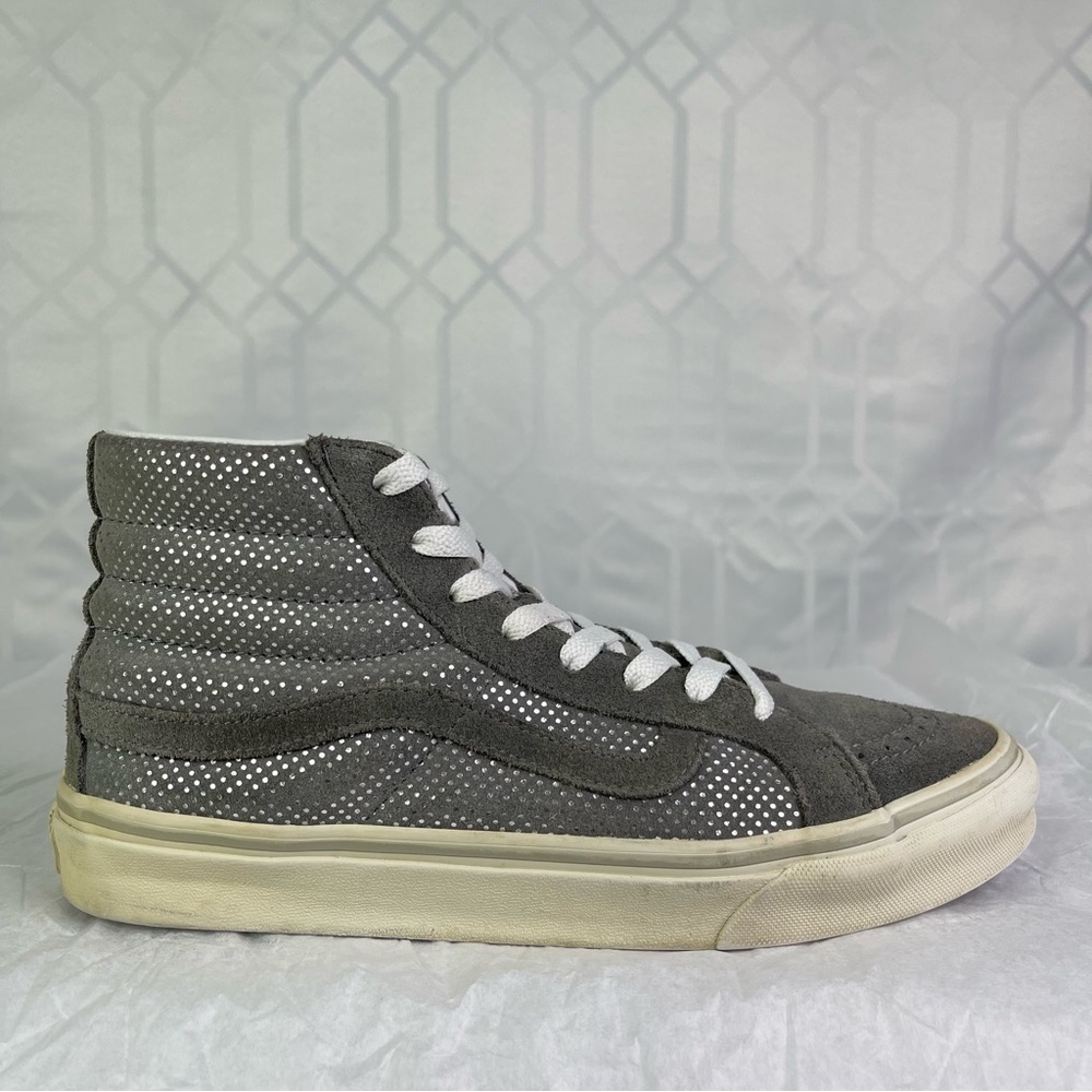 Vans Sk8-Hi Gray Distressed High Top Sneakers Womens Size 9 Mens 7.5 Skate Shoes